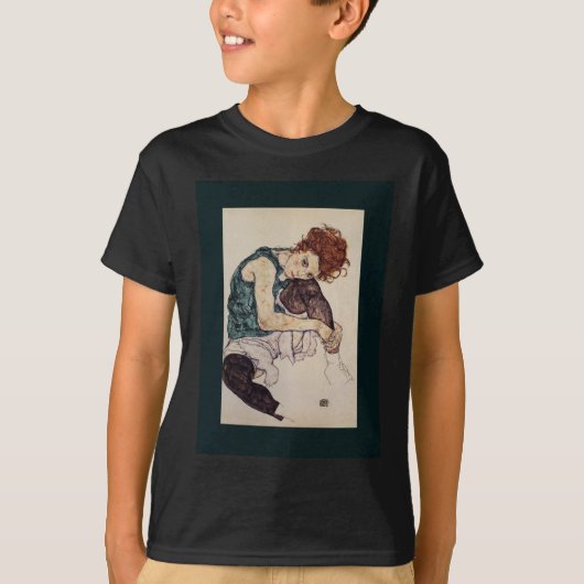 着座女性Egon Schieleオーストリアの画家1917 Tシャツ (正面)
