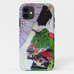 着日本の物と傘の芸者 iPhone 11 ケース