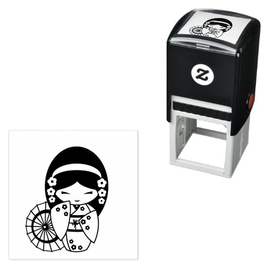 着日本の物姿の傘の少女が私を彩る セルフインキングスタンプ (インサイチュ)