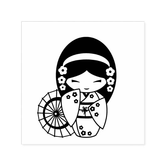 着日本の物姿の傘の少女が私を彩る セルフインキングスタンプ (デザイン)
