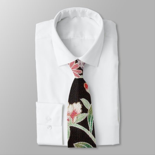 着日本の物織り花柄 ネクタイ (タイ)
