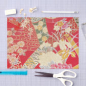 着日本の物織り花柄 薄葉紙 (クラフト)