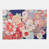 着日本の物織り、花 キッチンタオル (横)