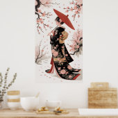 着物と桜 ポスター (キッチン)