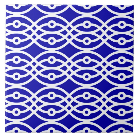 着物のプリント、コバルトブルーおよび白 タイル (正面)