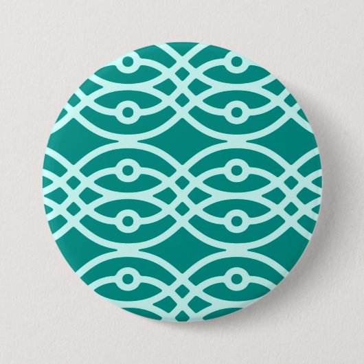 着物のプリント、ターコイズおよび水 缶バッジ (正面)