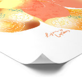 着物の女の子とテディベア ポスター (角)