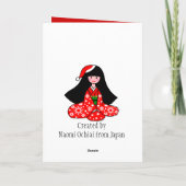 着物の女の子のクリスマスの漫画のイラストレーション シーズンカード (裏面)