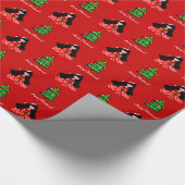 着物の女の子のクリスマスの漫画の雪片 ラッピングペーパー (角)