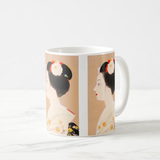 着物の女性女性の芸者のMaikoの日本の女の子 コーヒーマグカップ (正面右)
