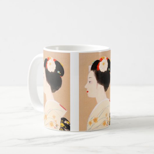 着物の女性女性の芸者のMaikoの日本の女の子 コーヒーマグカップ (正面左)