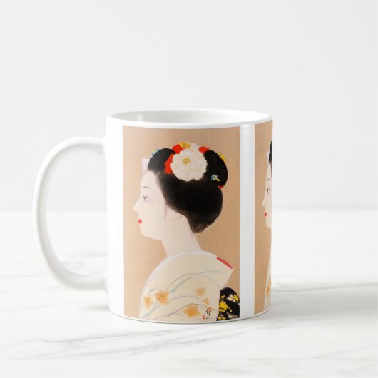 着物の女性女性の芸者のMaikoの日本の女の子 コーヒーマグカップ (左)
