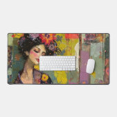 着物の幸せな女性 デスクマット (キーボード&マウス)