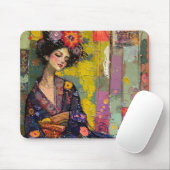 着物の幸せな女性 マウスパッド (マウス)