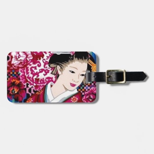 着物の日本のな女性 ラゲッジタグ (正面横)