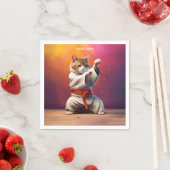 着物の猫からてかテコンドクンフー スタンダードカクテルナプキン (インサイチュ)