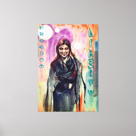 着物の自由と自由の女の子異世界美術 キャンバスプリント (正面)