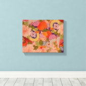 着物の花ピンク花柄 キャンバスプリント (インサイチュ (ウッドフロア))