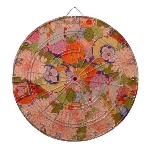 着物の花ピンク花柄 ダーツボード (正面)