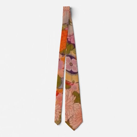 着物の花ピンク花柄 ネクタイ (裏面)