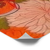 着物の花ピンク花柄 ポスター (角)