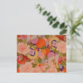 着物の花ピンク花柄 ポストカード (スタンド正面)