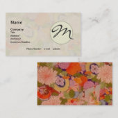 着物の花ピンク花柄 名刺 (正面/裏面)