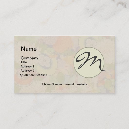 着物の花ピンク花柄 名刺 (正面)