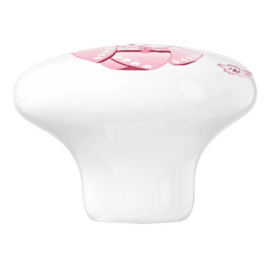 着物のKokeshiの白い人形-かわいい芸者女の子 セラミックノブ (側面)