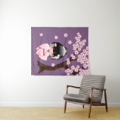 着物のKokeshiの白い人形-かわいい芸者女の子 タペストリー (インサイチュ(横))