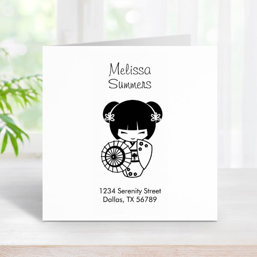 着物を着たアジアの傘の芸者の少女|過去記事 ラバースタンプ