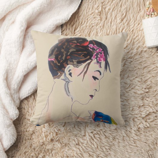 着物を着た女性 クッション (ブランケット)