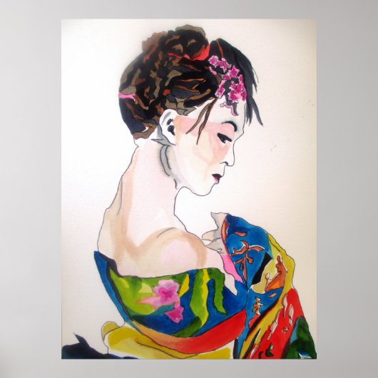 着物を着た女性 ポスター (正面)