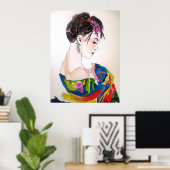 着物を着た女性 ポスター (ホームオフィス)