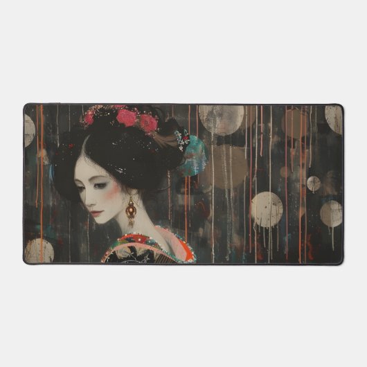 着物を着た気難しい女性 デスクマット (正面)