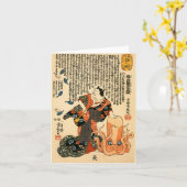 着物を着た猫・たこ国芳日本のファインアート カード (黄色い花)