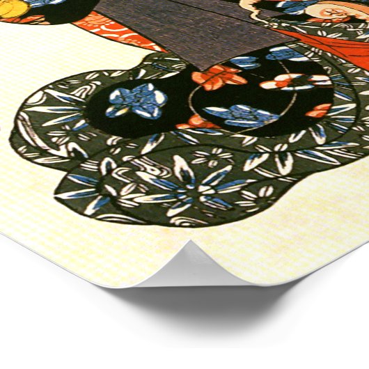 着物を着た猫・たこ国芳日本のファインアート ポスター (角)