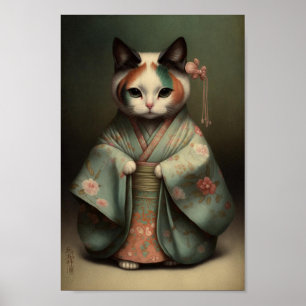 着物を着た芸者の少女として甘い子猫 ポスター
