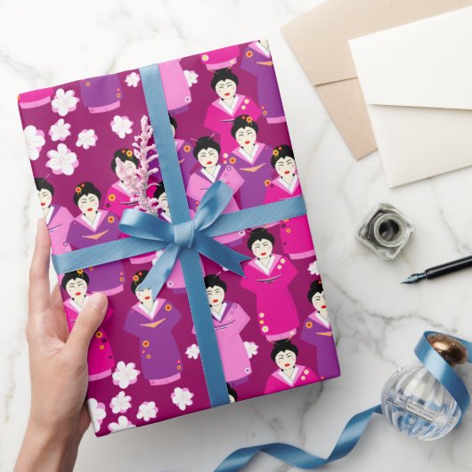 着物を着伝統的た東洋劇 ラッピングペーパー (ギフト)