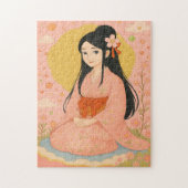 着物エレガントを着た日本の女の子 ジグソーパズル (縦)
