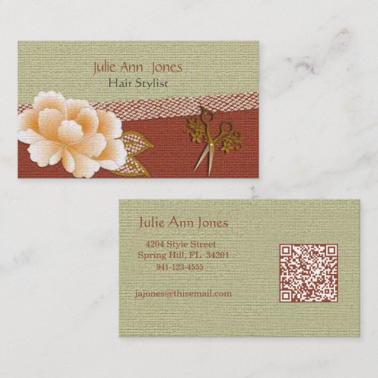 着物エレガント日本の美容師 名刺 (正面/裏面)