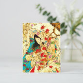 着物カラフルと渦巻きカエデ離れラ ポストカード (スタンド正面)