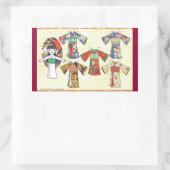 着物ガールこけし紙人形シール 長方形シール (バッグ)