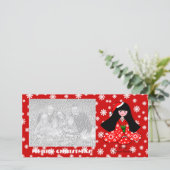 着物ガールクリスマス漫画の雪片 シーズンカード (スタンド正面)