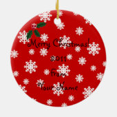 着物ガールクリスマス漫画の雪片 セラミックオーナメント (裏面)