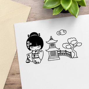 着物スクラップブックが可愛い芸者娘 ラバースタンプ