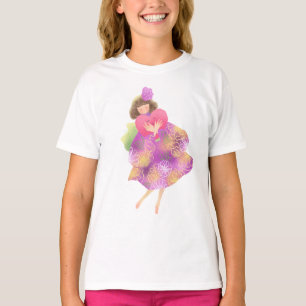着物ドレスの女の子とハート Tシャツ
