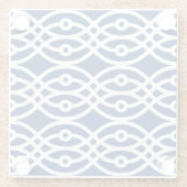 着物プリント、ネイビーブルーとホワイト ガラスコースター (裏面)