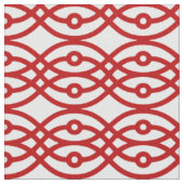 着物プリント、白と濃い赤 ファブリック (クローズアップ)