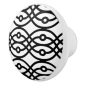 着物プリント、黒と白 セラミックノブ (右)